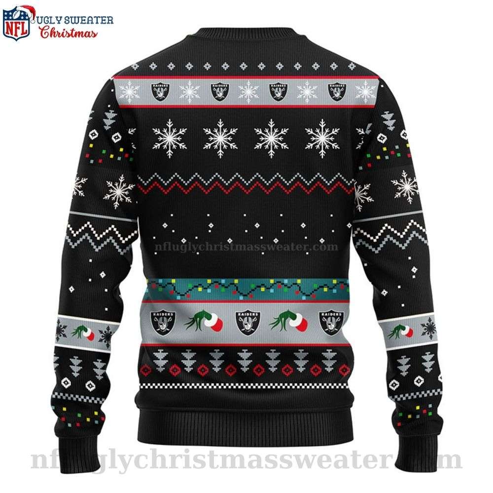 12 Grinch And Raiders Logo Print Ugly Christmas Sweater - Stand Out In Style