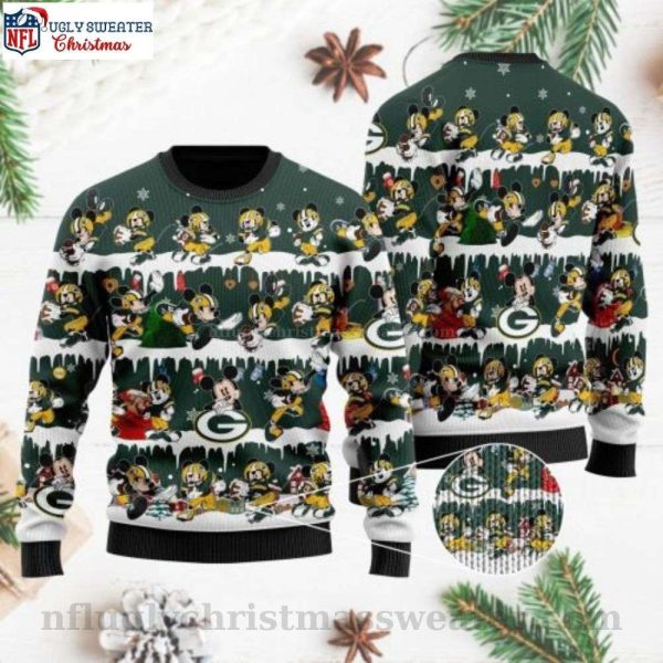Add Playful Vibes To Your Holidays – Football Player Mickey – Packers Ugly Sweater