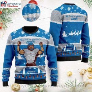 All I Want For Christmas Is Detroit Lions Ugly Sweater – Custom Name Number