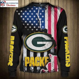 All-in-One Packers Celebration – Logo And Flag Ugly Christmas Sweater