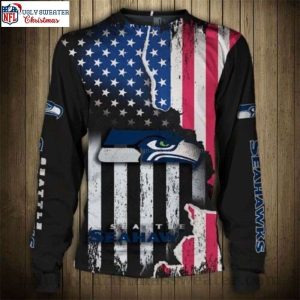 American Flag Graphic Seattle Seahawks Ugly Christmas Sweater