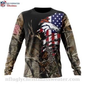 American Flag Graphic Ugly Christmas Sweater For Denver Broncos Fans