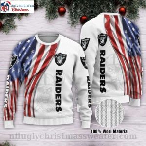 American Flag Oakland Raiders Ugly Christmas Sweater – Unique Gift Idea