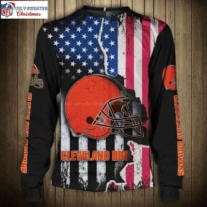 American Flag Pattern Cleveland Browns Ugly Sweater – Patriotic Fan Gear