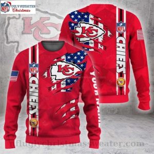 American Flag Pattern Kansas City Chiefs Ugly Christmas Sweater