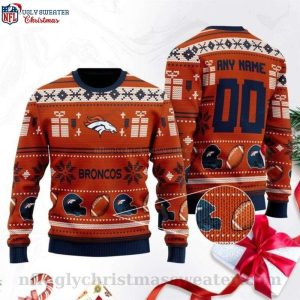 American Football Helmet Motifs Denver Broncos Ugly Christmas Sweater