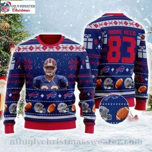 Andre Reed 83 NFL Buffalo Bills Player Ugly Christmas Sweater