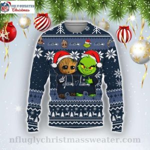 Baby Groot And Grinch Best Friend Seattle Seahawks Christmas Sweater