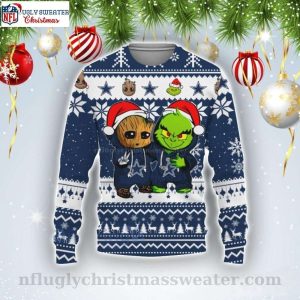 Baby Groot And Grinch Best Friends – Dallas Cowboys Ugly Christmas Sweater
