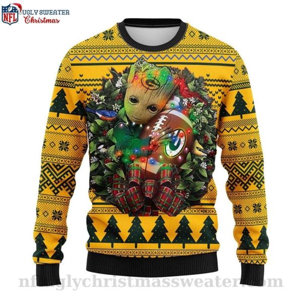 Baby Groot Hug NFL Football – Packers Ugly Christmas Sweater