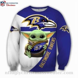 Baby Yoda Magic On Ravens Pride – Baltimore Ravens Christmas Sweater