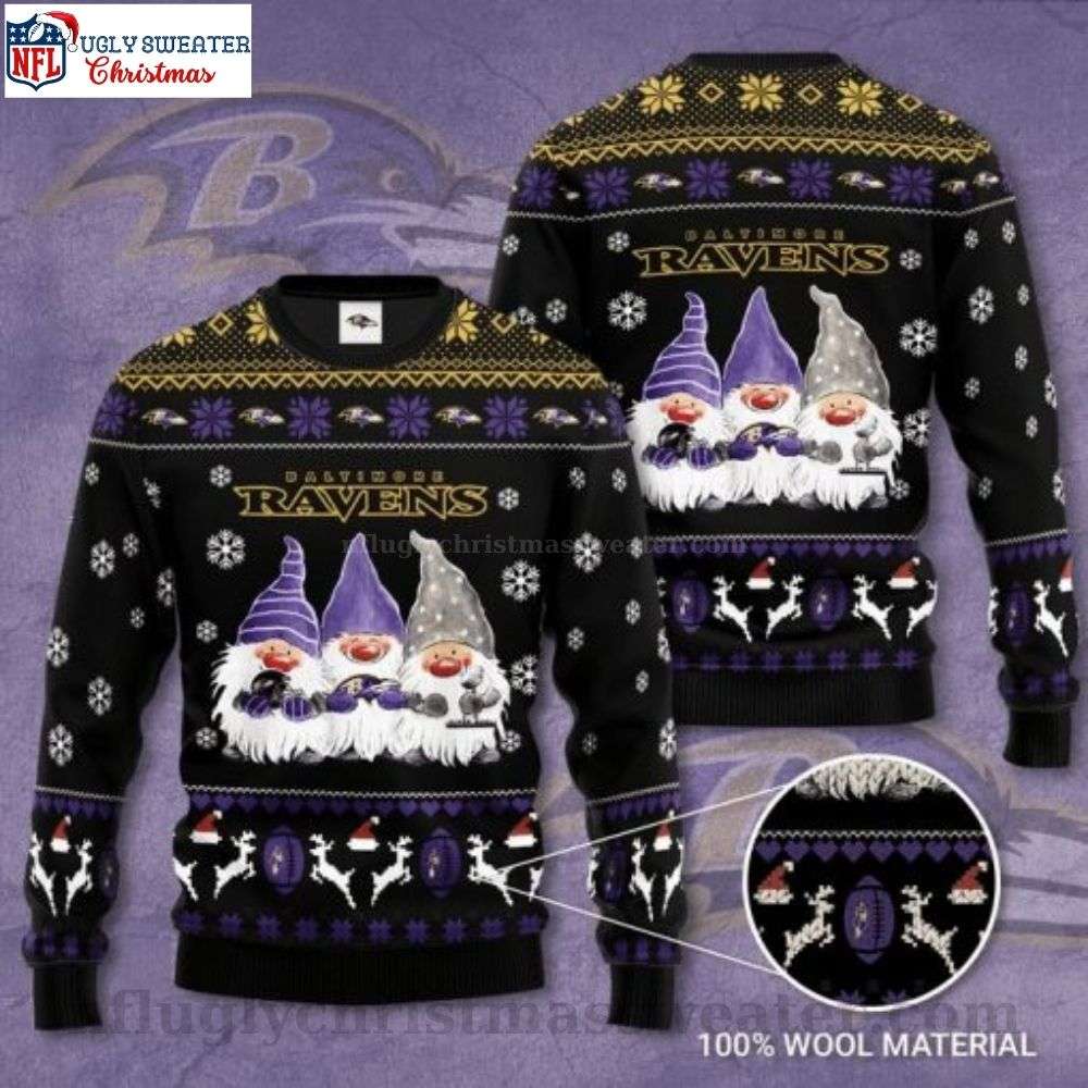 Baltimore Ravens Christmas Sweater - Adorable Cute Dwarfs Design