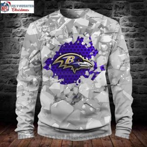 Baltimore Ravens Christmas Sweater Distinctive Logo Theme 1
