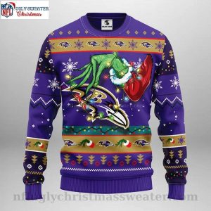 Baltimore Ravens Gifts Ugly Sweater With Grinch Holiday Design 1