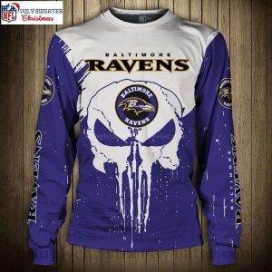 Baltimore Ravens Gifts – Ugly Sweater With Skull Graphic Design