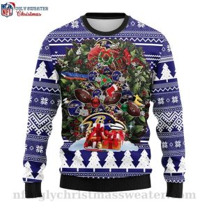 Baltimore Ravens Ugly Sweater With Christmas Tree Festive Design 1