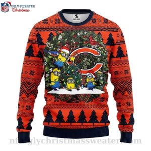 Bears Ugly Sweater – Logo Print With NFL Chicago Bears Minion