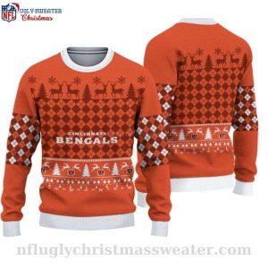 Bengals Wonderland Ugly Sweater – Logo Print, Reindeer And Christmas Tree