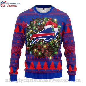 Buffalo Bills Logo – Festive Wreath And Lights – Ugly Bills Sweater