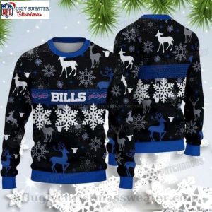 Buffalo Bills Snowflakes And Reindeer – Ugly Bills Sweater