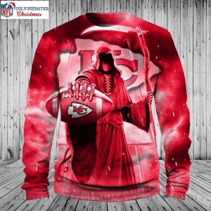 Cheer Your Team With Kc Chiefs Grim Reaper Ugly Christmas Sweater