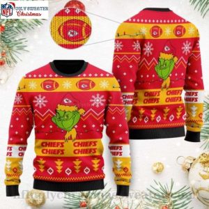 Cheerful Chiefs And Grinch – Ugly Christmas Sweater For Kansas City Fans