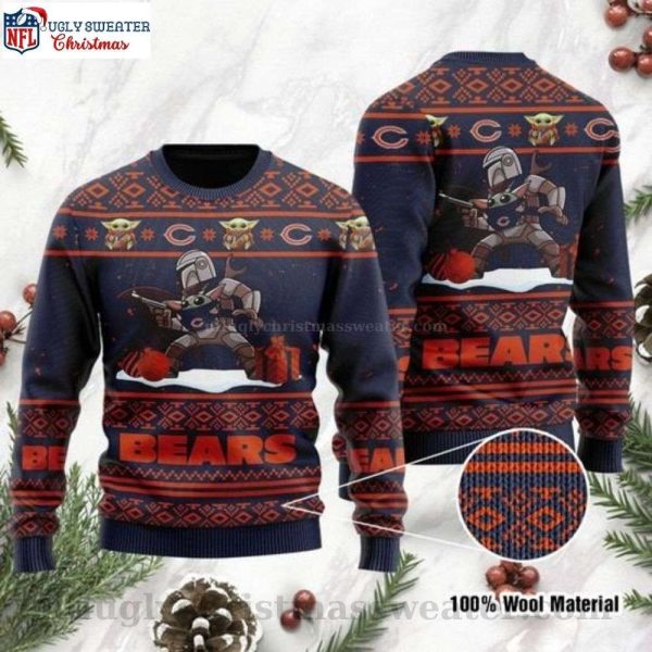 Chicago Bears Christmas Gifts – Ugly Sweater With Baby Yoda Boba Fett Design