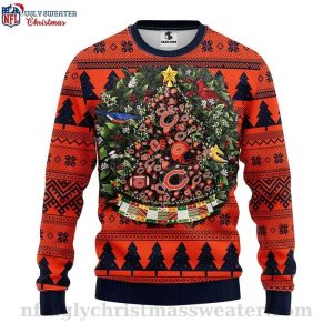 Chicago Bears Christmas Sweater – Logo Print With Tree Ball Christmas