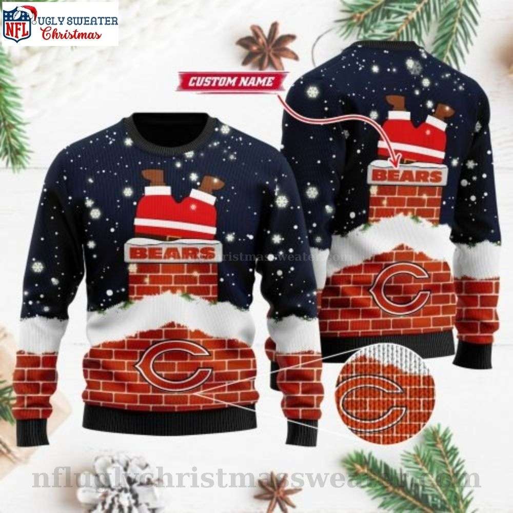 Chicago Bears Santa Claus Ugly Christmas Sweater - Personalized Logo Print