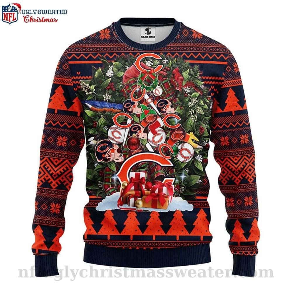 Chicago Bears Ugly Christmas Sweater - Celebrate With Christmas Tree Design