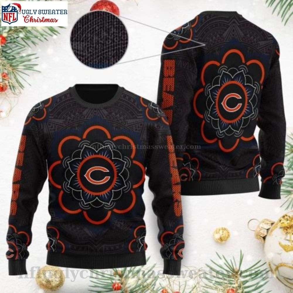 Chicago Bears Ugly Christmas Sweater - Festive Mandala Design