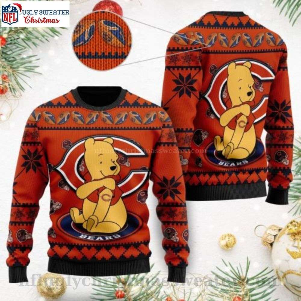 Chicago Bears Ugly Christmas Sweater - Festive Winnie The Pooh Design