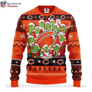 Chicago Bears Ugly Christmas Sweater Logo Print 12 Grinch Xmas Day 1