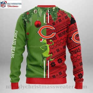 Chicago Bears Ugly Christmas Sweater Logo Print With Grinch And Scooby Doo 2