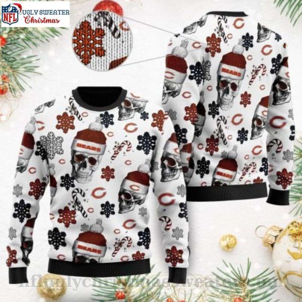 Chicago Bears Ugly Christmas Sweater – Logo Print With Santa Skulls
