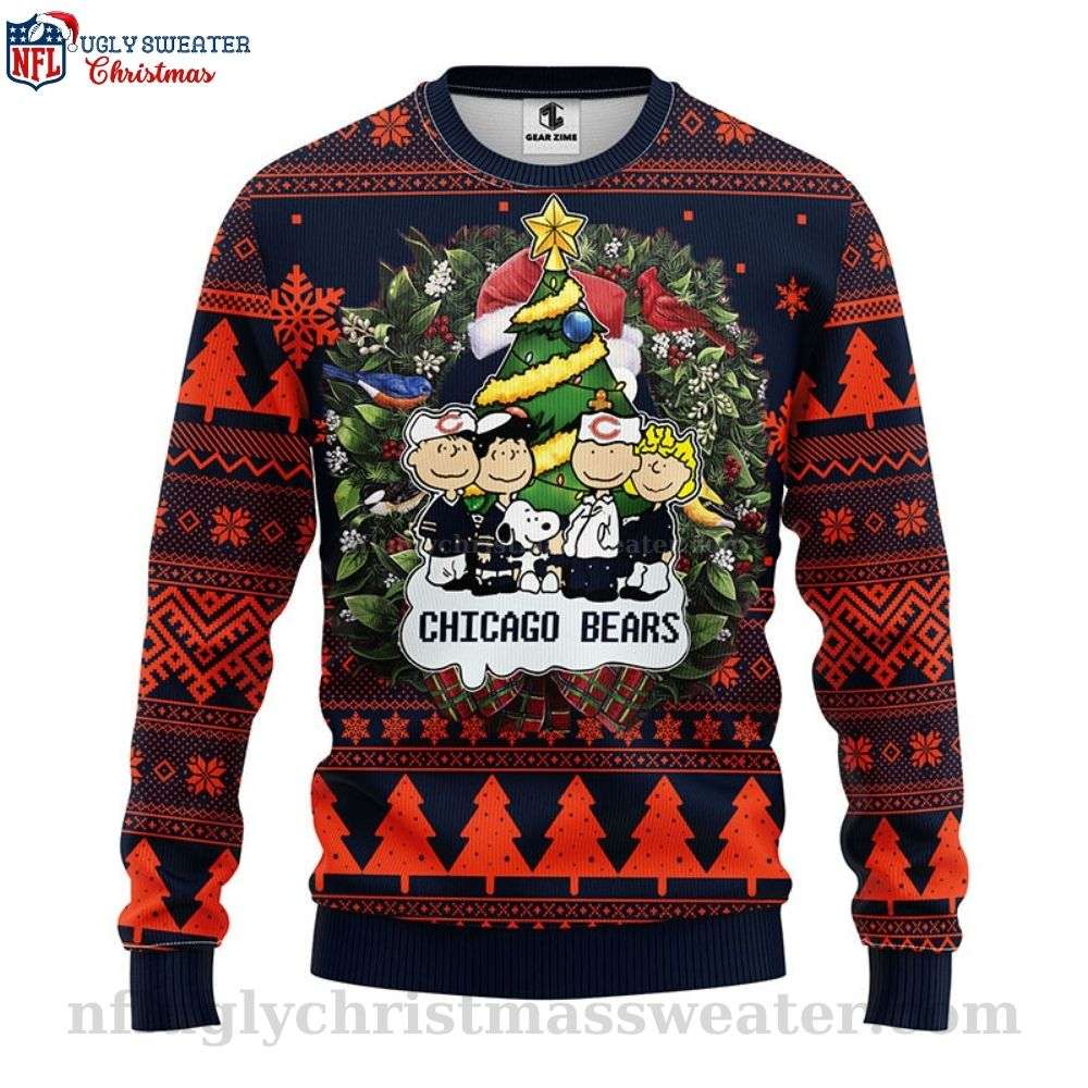 Chicago Bears Ugly Sweater - Logo Print With Snoopy Dog