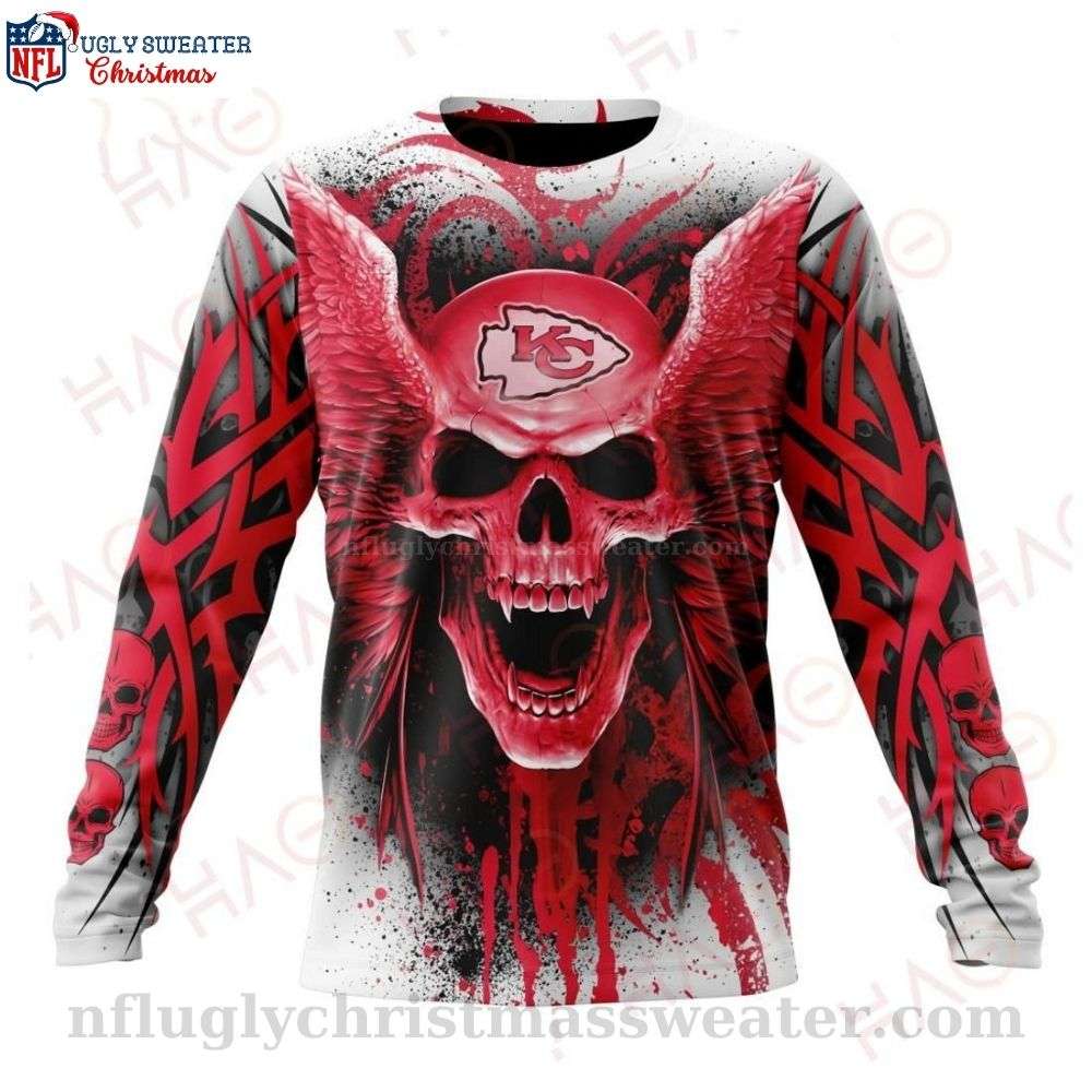 Chiefs Kingdom Skull Art Ugly Sweater - Festive Team Apparel