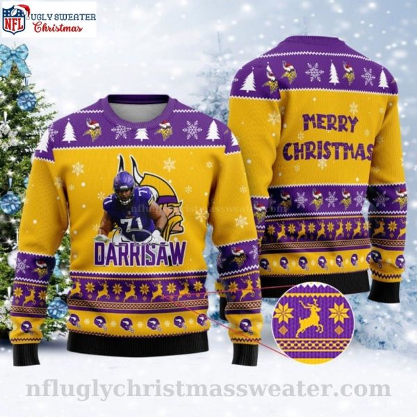 Christian Darrisaw Merry Xmas Vikings Christmas Sweater