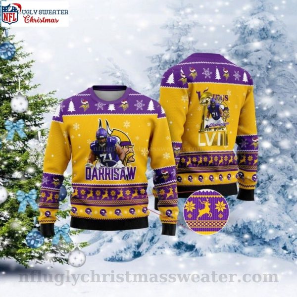 Christian Darrisaw Super Bowl LVII Champions 2023 Vikings Ugly Sweater