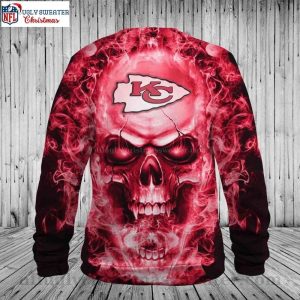 Christmas Gifts For Kc Chiefs Fans – Fire Skull Ugly Sweater