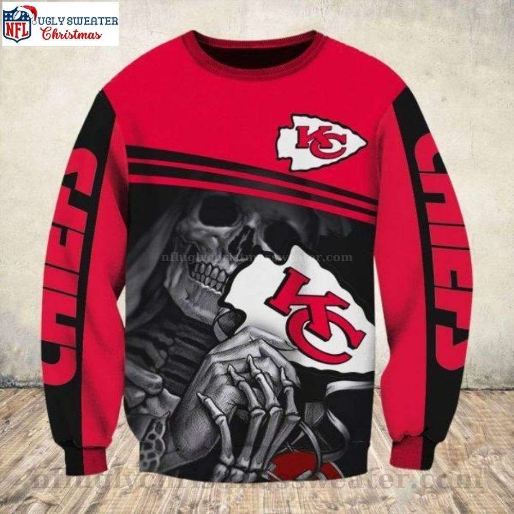 Christmas Gifts For Kc Chiefs Fans - Grim Reaper Ugly Sweater