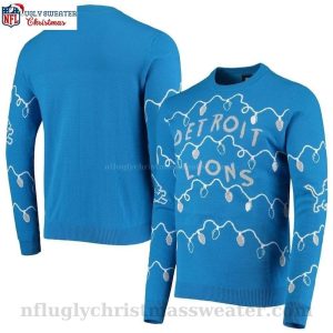 Christmas Light Motifs On Detroit Lions Ugly Sweater