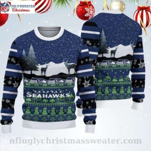 Christmas Reindeer Snow Pattern Seattle Seahawks Ugly Sweater