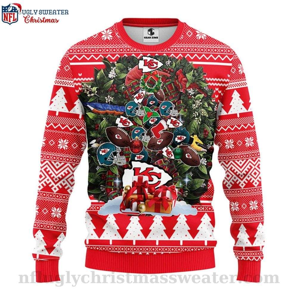 Christmas Tree Pattern Kc Chiefs Ugly Sweater - Unique Gift For Fans