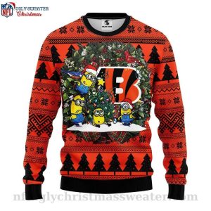 Cincinnati Bengals Holiday Cheer Minion Ugly Christmas Sweater For Him 1