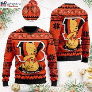 Cincinnati Bengals Holiday Sweater With Cute Winnie The Pooh Bear Design