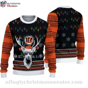 Cincinnati Bengals Logo Print And Funny Christmas Deer Holiday Sweater