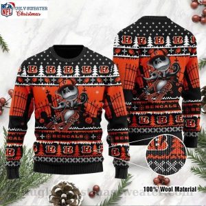 Cincinnati Bengals Logo Print And NFL Jack Skellington Holiday Sweater