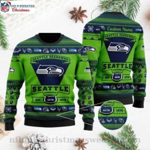 Classic Football Team Logo Seattle Seahawks Ugly Christmas Sweater