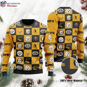 Classic Logo Checkered Flannel Steelers Ugly Sweater